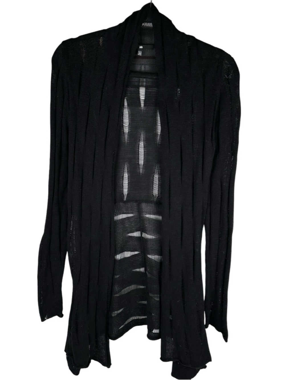 Jarbo Black Pima Cotton Distressed Open Knit Cardigan Sweater Women’s Size 36/S